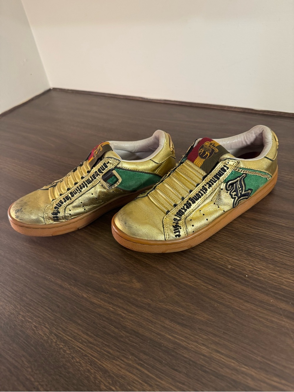 Vintage Y2K L.A.M.B. Gwen Stefani Gold Leather Sneakers Women’s 8 Rare